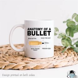 anatomy of a bullet coffee mug  gun rights and 2nd amendment supporter gift