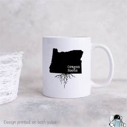 oregon roots coffee mug state map or gift
