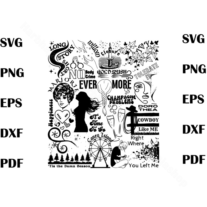 Evermore Track List Taylor Swift Song SVG Graphic Designs Files, taylor swift fans svg, taylor swift song svg, taylor swift svg - 1.jpg