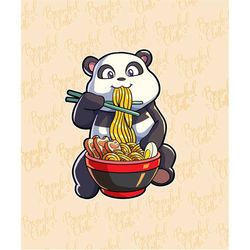 panda eating ramen svg png clipart anime lover gift cute panda svg panda graphic japanese noodles kawaii