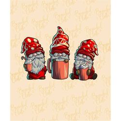 christmas gnomes with christmas mug three nordic gnomes svg png clipart cute gnomes xmas christmas winter season candy c