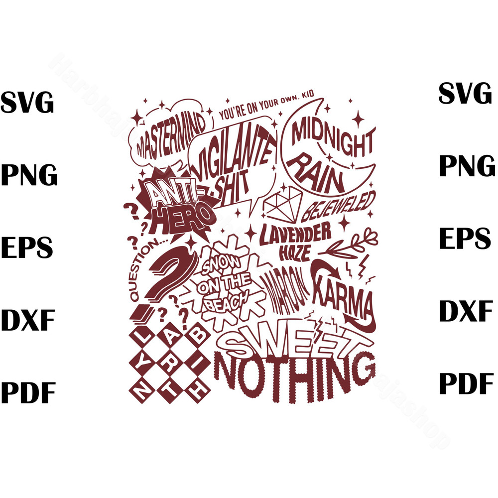 Taylor Swift Song Midnights Album Tracklist SVG Cutting Files, eras tour svg, midnights album svg, swiftie svg - 1.jpg