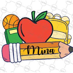 personalization back to school svg, retro school png, custom name pencil first day of school svg, back to school png, di