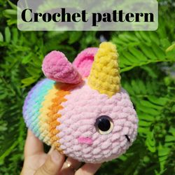 Crochet unicorn bee plushie pattern , crochet bee pattern