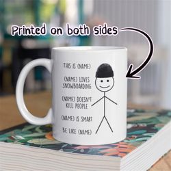 personalized snowboarding gift, snowboarding gift for men and women christmas, snowboard mug, snowboarding gifts for sno