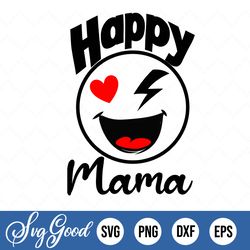 happy mama smiley face svg png dxf files for cricut & silhouette, png