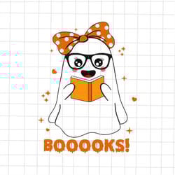 booooks svg, halloween cute girl ghost reading library books svg, ghost reading books svg, cute ghost halloween books sv