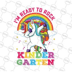 kids dabbing unicorn im ready to rock kindergarten png, dabbing unicorn day of school png, back to school png, digital d