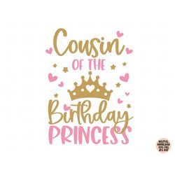 cousin of the birthday princess svg, birthday girl svg png jpg dxf, birthday svg, birthday princess svg, shirt svg, silh