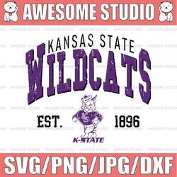 Vintage 90's Kansas State Wildcats Svg, Kansas State Svg, Vintage Style University Of Kansas State Png Svg dxf NCAA Svg,