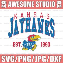 Vintage 90's Kansas Jayhawks Svg, Kansas Svg, Vintage Style University Of Kansas Png Svg dxf NCAA Svg, NCAA Sport Svg, D