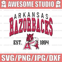 Vintage 90's Arkansas Razorbacks Svg, Arkansas Svg, Vintage Style University Of Arkansas Png Svg dxf NCAA Svg, NCAA Spor