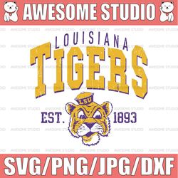 Vintage 90's Louisiana Tigers Svg, Louisiana Svg, Vintage Style University Of Louisiana Png Svg dxf NCAA Svg, NCAA Sport