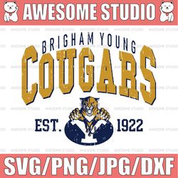 Vintage 90's Brigham Young Cougars Svg, Brigham Svg, Vintage Style University Of Brigham Png Svg dxf NCAA Svg, NCAA Spor
