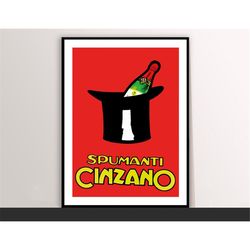 spumanti cinzano vintage poster by maga food&drink poster - art deco, canvas print, gift idea, print buy 2 get 1 free