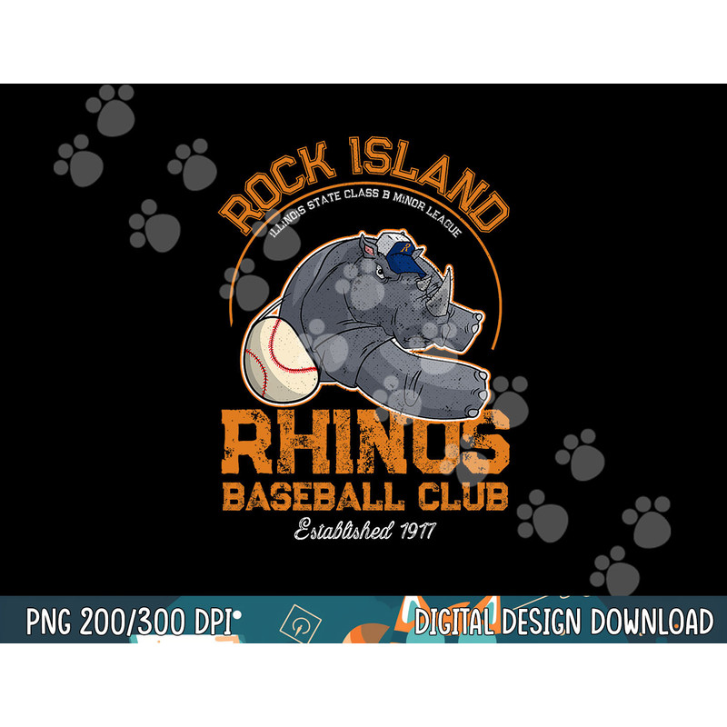 Rock Island Rhinos Retro Minor League Baseball Team png, sublimation.jpg
