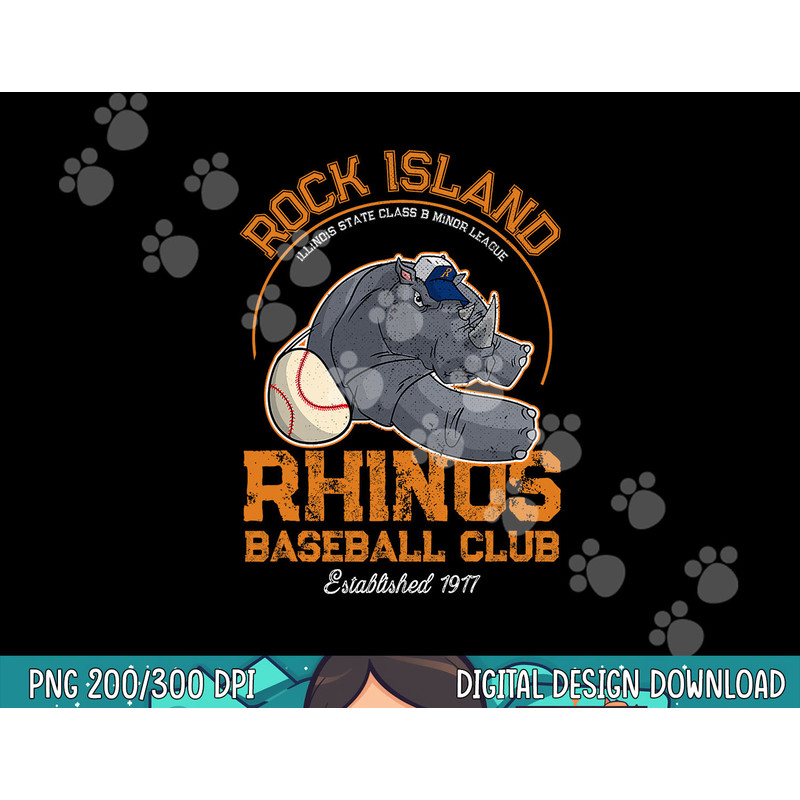 Rock Island Rhinos Retro Minor League Baseball Team png, sublimation.jpg