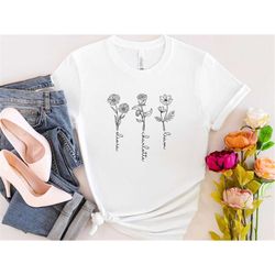 custom birth flower shirt, birth month flower shirt, birth month flowers family tshirt, grandmas garden, mother's day fl