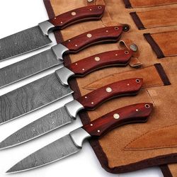 Handmade Damascus Steel Blade Kitchen Knife Set 5pcs Best Damascus Chef Knife Set Professional Kitchen Cooking Knives