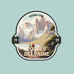 torres del paine sticker hiker gift national park explorer laptop sticker world national park series