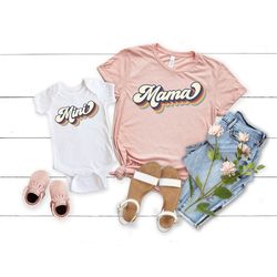 retro mama mini shirt, mama mini matching shirt, gift for mom, gift for her, mothers day, mom to be shirt, mom life t-sh