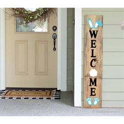 easter porch sign svg, easter svg, welcome porch sign svg, easter bunny svg, bunny ears and feet svg cut files for cricu
