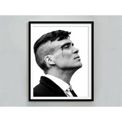 peaky blinders poster, thomas shelby, black and white, vintage print, tv series poster, hollywood wall art, man cave dec