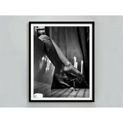 woman in bathtub print, black and white, feminist poster, girls bathroom decor, printable wall decor, maximalist wall ar