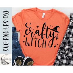crafty witch svg design - halloween svg file for cricut - witch shirt svg - halloween shirt svg - eps, dxf, png, digita