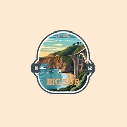 big sur sticker, california sticker, outdoor sticker, national park explorer laptop sticker, hydroflask water-resistant