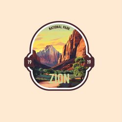 zion national park explorer laptop sticker, hydroflask water-resistant vinyl sticker, us national park decal