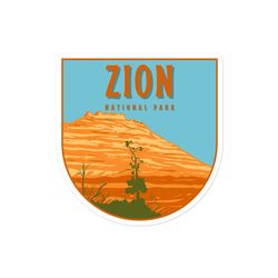 zion national park sticker, zion national park decal, waterproof, uv resistant, stickers for water bottle, safe for outd