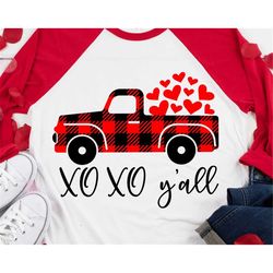 valentines day svg, xo xo svg, buffalo plaid truck svg, kids valentines shirt, hugs & kisses, love sign svg cut file for