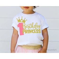 first birthday princess svg, 1st birthday svg, princess svg, baby girl birthday party, crown svg, birthday shirt svg, fi