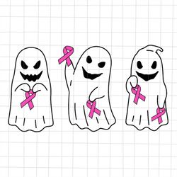 ghost pink ribbon breast cancer awareness svg, ghost breast cancer awareness halloween svg, ghost pink ribbon svg, pink