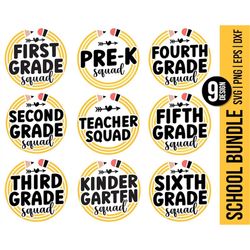 back to school svg png school grade squad bundle first day of school 1st 2nd 3rd 4th 5th 6th grade pre-k kindergarten