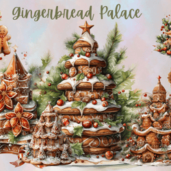 Christmas Gingerbread Palace PNG,Christmas Tree clipart Sublimation