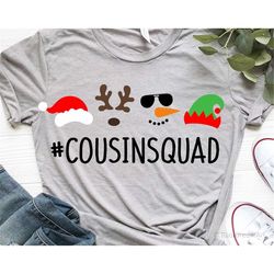 cousin squad svg, christmas svg, santa squad, kids christmas svg, elf, reindeer, snowman svg, christmas shirt svg for cr
