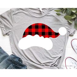 buffalo plaid santa hat svg, christmas svg, santa hat svg, dear santa claus svg, kids christmas shirt svg cut files for