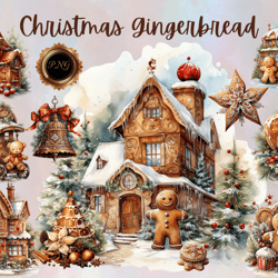Festive gingerbread clipart, Christmas design PNG, Gingerbread art sublimation