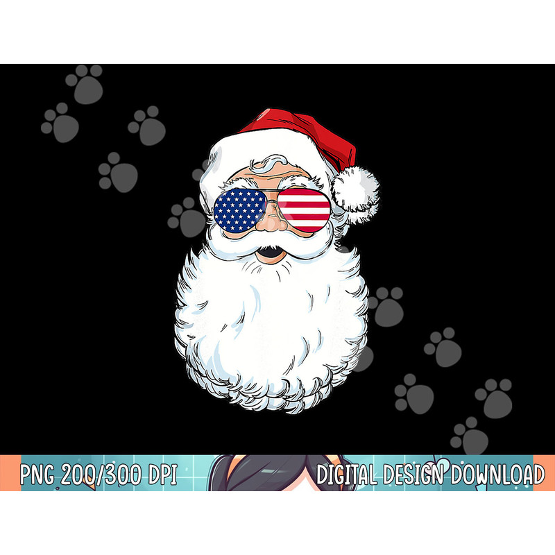 Santa Claus Patriotic USA Sunglasses Christmas in July png, sublimation.jpg