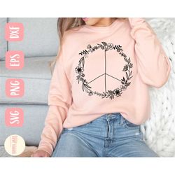 floral peace sign svg design - peace svg file for cricut - flower svg - cut file