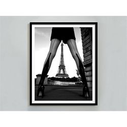 Eiffel Tower Print, Black and White, Fashion Wall Art, Paris Photography, Vintage Poster, Teen Girl Room Decor, Printabl