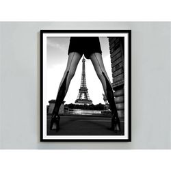 eiffel tower print, black and white, fashion wall art, paris photography, vintage poster, teen girl room decor, printabl
