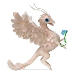 Beige dragon print. Downloadable cute picture for baby room decoration. Fantasy creature art.
