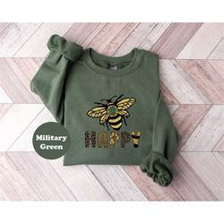 Bee Happy Shirt, Retro Bee Sweatshirt, Motivational Hoodie, Positive Vibes T-shirt, Inspirational Tee, Cute Women Girls