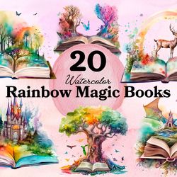 rainbow magic books watercolor clipart