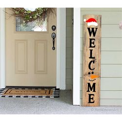 welcome porch sign svg, christmas svg, christmas porch sign, vertical sign svg, winter home sign, snowman svg files for