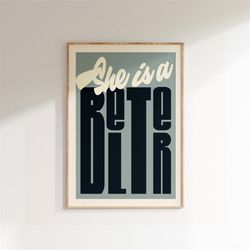 she is a belter print, lyrics prints, gerry belter inspired music prints, typography print, wall art, music print, gig p