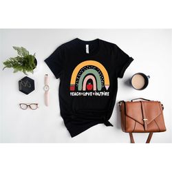 teach love inspire, teacher rainbow shirt, inspirational teacher shirt, teacher life shirt, teacher leopard shirt, gift